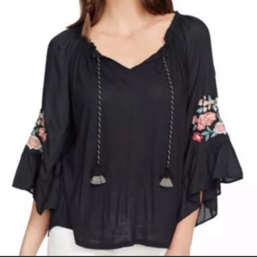 Vintage America embroidered floral bell sleeves women’s blouse size small - Picture 2 of 4